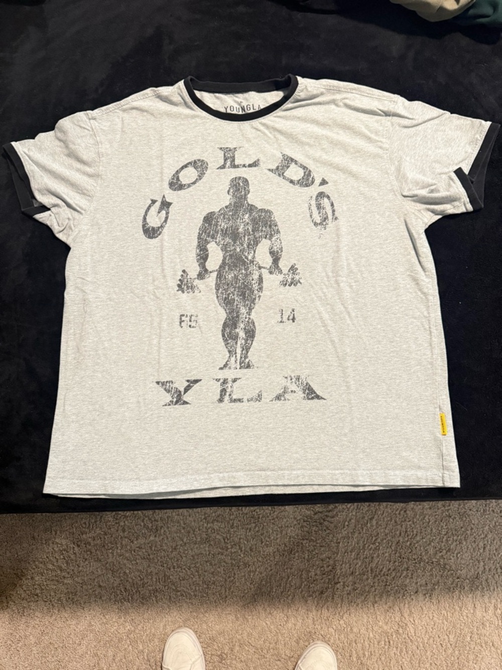 YoungLA Gray Ringer Graphic Tee with Black Trim